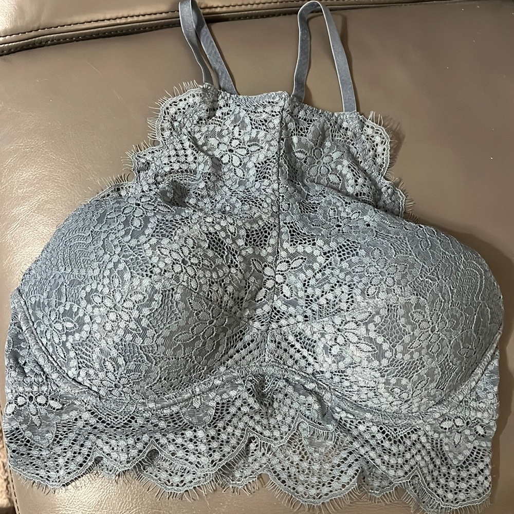 High neck lace bralette